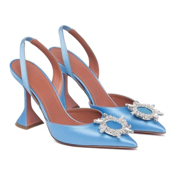 Amina Muaddi Begum satin slingbacks - Picture 2 of 5